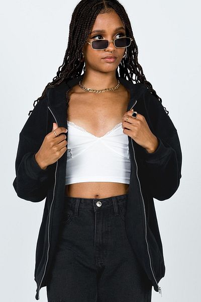 Madmext Mad Girls Black Hooded Sweatshirt Mg1223