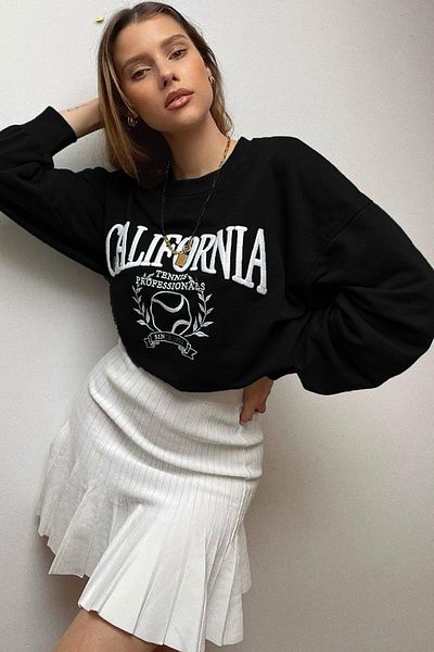Madmext Hanorac negru Mad Girls Mg1112
