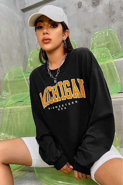 Madmext Mad Girls Black Sweatshirt Mg785