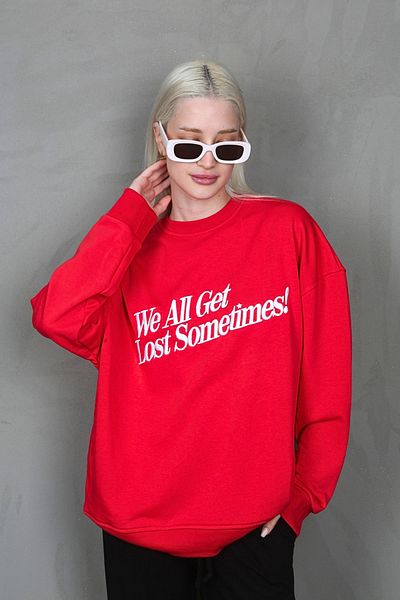 Madmext Rotes bedrucktes Sweatshirt MG1901