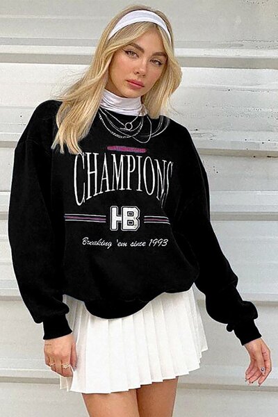 Madmext Mad Girls Μαύρο Γυναικείο Φούτερ Mg930