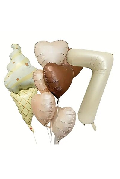 parti sürprizi مجموعة بالونات ريترو آيس كريم هارت من 7 سنوات