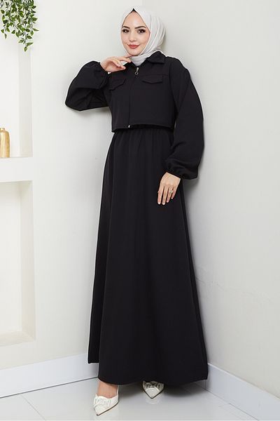 Bestenur Jacket Dress Double Suit 1433 - Black