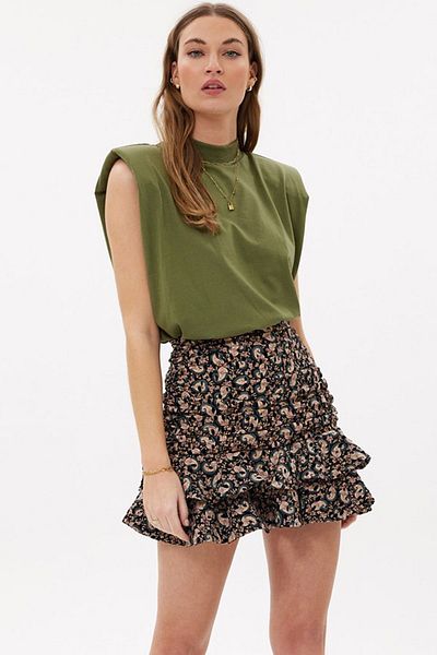 Madmext Mad Girls Khaki gepolstertes T-Shirt Mg900
