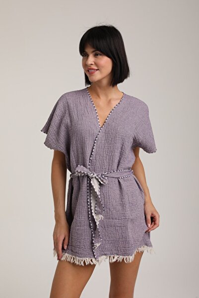 LifeForModa Women's Belted Muslin Pareo Kimono P 80