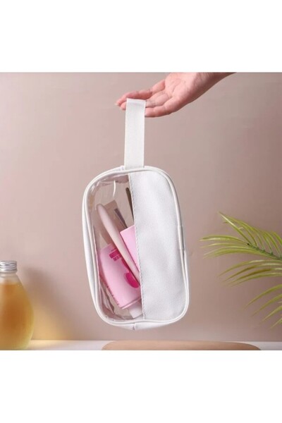 Flippy Cosmetic Bag, Travel/Organization, PVC/Textile, Waterproof, White, 22x12x8 cm