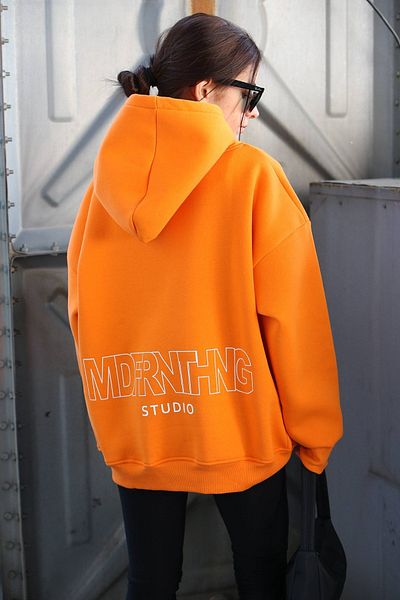 Madmext Mad Girls Orange bedrucktes Oversize-Sweatshirt Mg1287