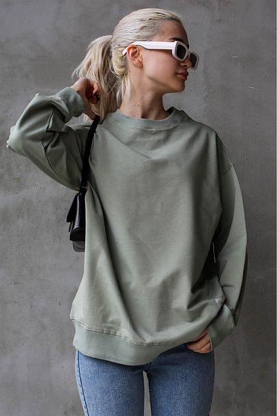 Madmext Mintgrünes Basic-Sweatshirt für Damen in Übergröße Mg1686