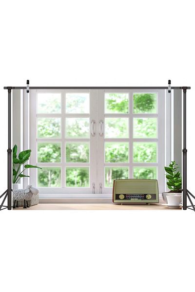 LYWYGG Fundal pentru videoconferințe, vinil, alb/verde, 240 x 180 cm