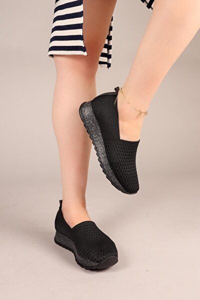 Birikon SNİX Трикотажні балетки на товстій підошві ЧОРНІ