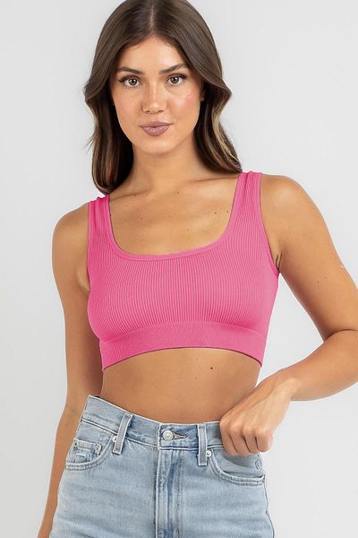 Madmext Pink Strappy Basic Crop Top blúzka Mg1757