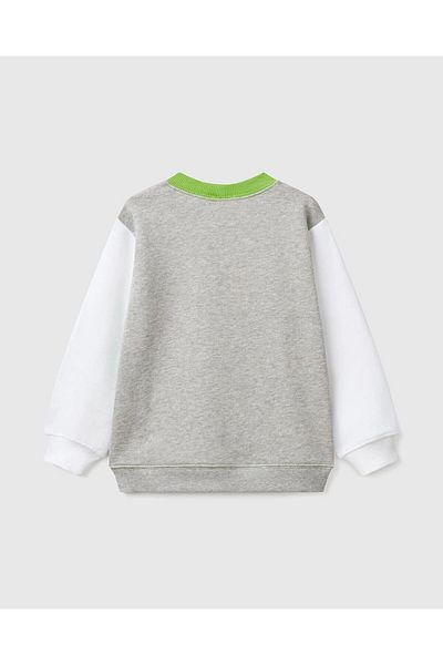 United Colors of Benetton Boy's Pistachio Green Benetton Logo Printed Crew Neck Sweatshirt