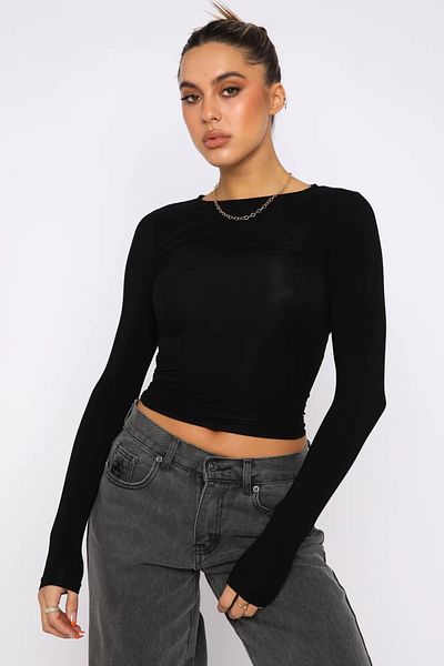 Madmext Schwarzer Basic Slim Damen Body MG1994