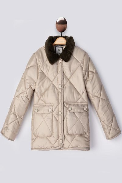 PODIUM GYM New Trend Basic Men's Fur Collar Snap Closure Welsoft -Quilted Coat Children-Baby Jacket-Mont