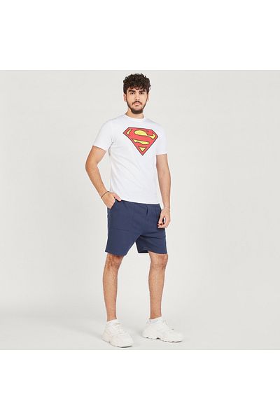 SP Characters Superman Print Crew Neck Slim Fit T-shirt with Short Sleeves
