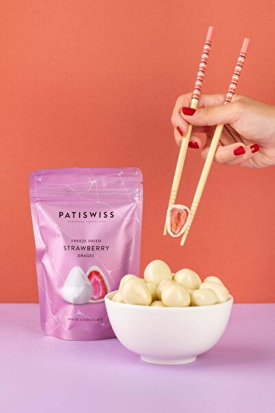 Patiswiss Beyaz Çikolatalı Çilek Draje, 80G