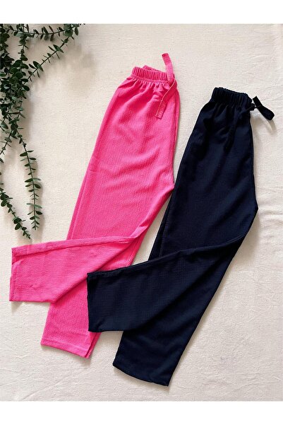 Çalışkan Çocuk Girl's Turned over Elastic Long Pants Set of 2 [[Length Inform...