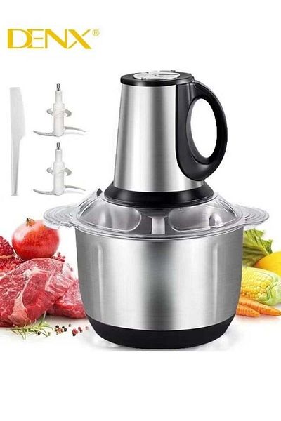 Denx 2L 850W Electric Meat Grinder and Chopper with 2 Variable Speeds and Stainless Steel Bowl, Food