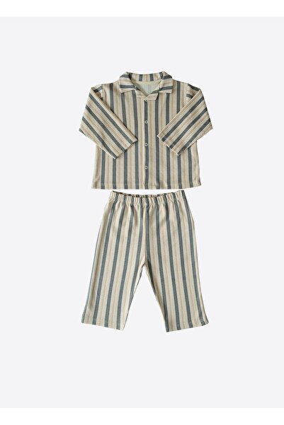 kitikate Organik Ludo Pijama Takımı Bej Lacivert