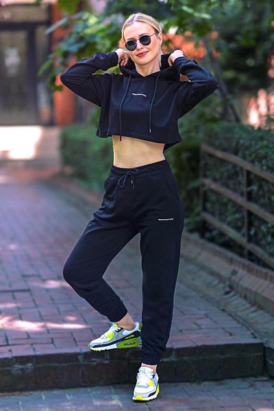 Madmext Σετ γυναικεία αθλητική φόρμα Mad Girls Black Hooded Mg465-3