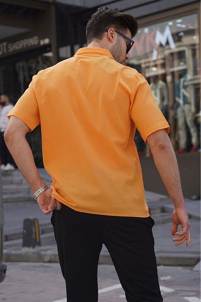 Madmext Mustard Basic rövid ujjú férfi ing 5598
