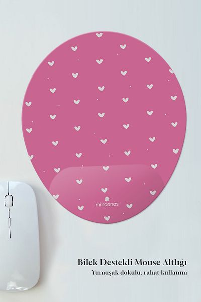 Mincanas Heart Colorful Patterned Oval Mouse Pad with Wrist Support Mouse Pad