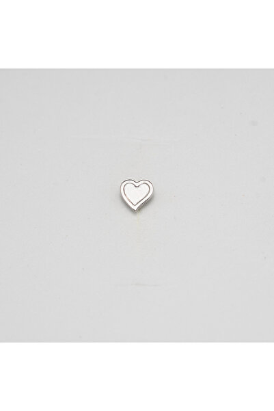 Piercing by Sever Beyaz Mineli Kalp Çelik Piercing Gümüş/Silver Renkli (TRAGU...