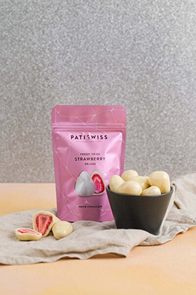 Patiswiss Beyaz Çikolatalı Çilek Draje, 80G