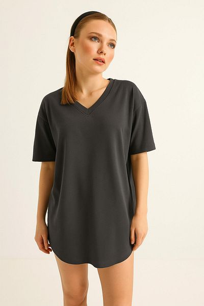 İKLİM LİFE V-Neck Tshirt with Side Slits