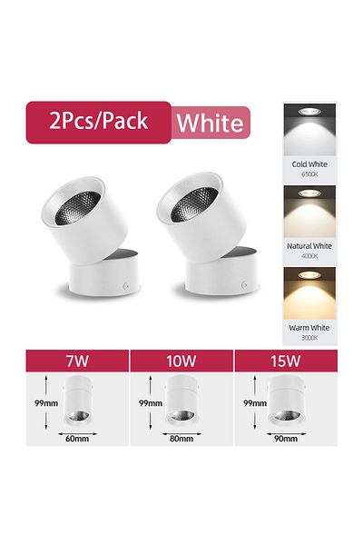 CHENBEN 7W Neutral White 4000K 2PCS White dody LED Downlight 3 Colour Change Home-Appliance Decor Spotlight