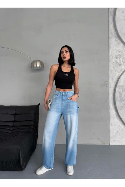 Zeo Basic Baloon Fit Open Indigo Jean with Seam Detail Axle Pocket