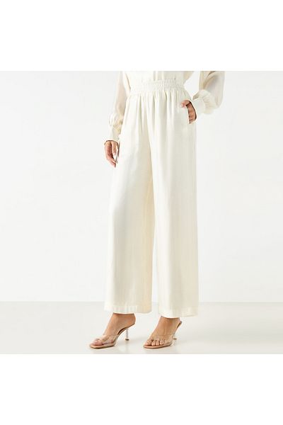 Smart Wide Leg Pants with Flexi Waist and Pockets
