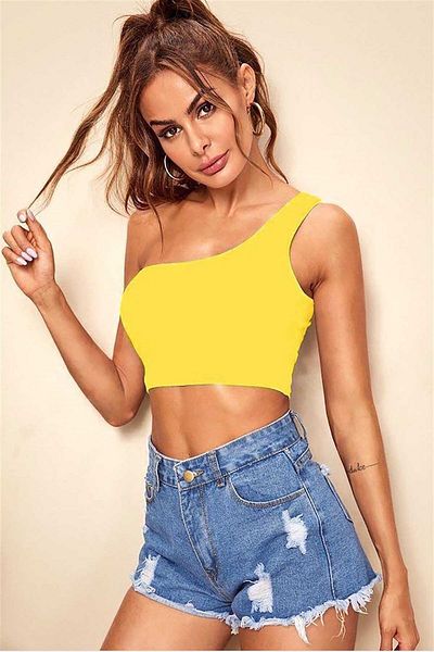Madmext Mad Girls One Shoulder Yellow Strap Body Mg325