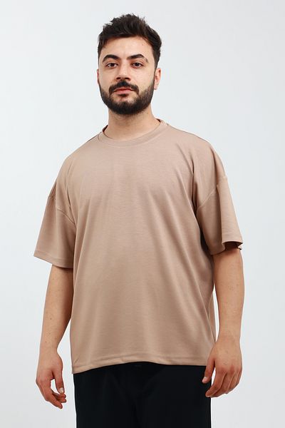 OXVİN Ανδρικό Oversize Modal Ύφασμα Σκούρο Καφέ Συμπληρωματικό T-shirt Long Fit