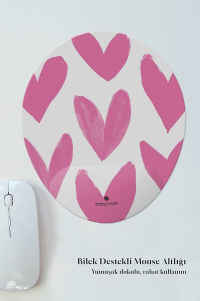 Mincanas Heart Colorful Patterned Oval Mouse Pad with Wrist Support Mouse Pad