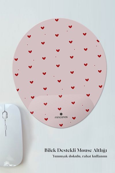 Mincanas Heart Colorful Patterned Oval Mouse Pad with Wrist Support Mouse Pad