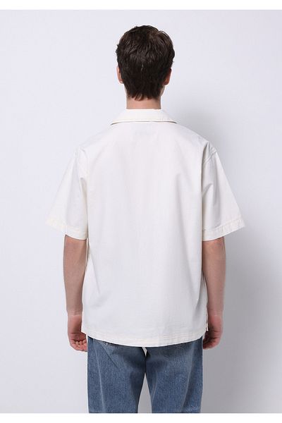 Colin's Oversize Fit Classic Collar Plain Men's Beige Short Sleeve Shirt