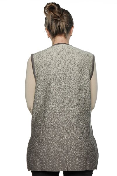 GLCN by Gülcan Snow Fell Patterned Steel Knitted Size Buttonless Knitwear Vest-Mother Vest