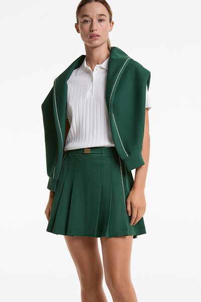 Oysho Light weight pleated piqu skirt with cotton