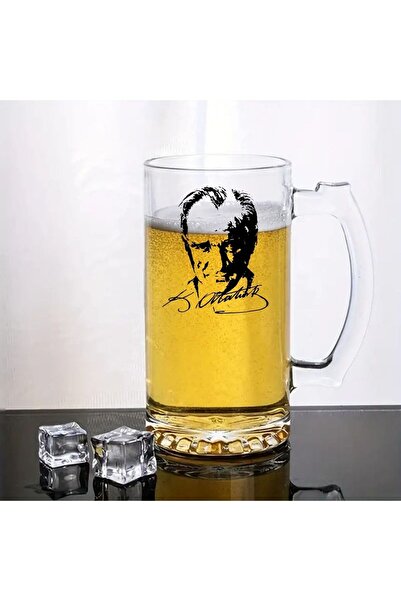 gifttime Atatürk Tasarımlı Arjantin Bira Bardağı Kulplu Bardak