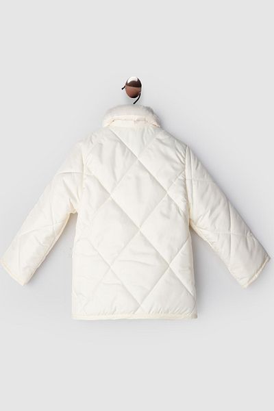 PODIUM GYM New Trend Basic Girl's Fur Collar Snap Closure Welsoft -Quilted Coat Girl'S-Baby Jacket-Mount