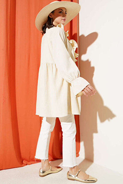 VOLT CLOTHİNG Kadın Fırfırlı Bağlamalı Kimono