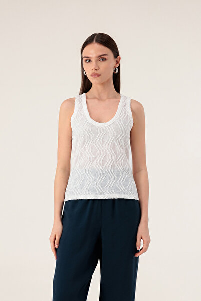 Evermade U yaka Kolsuz Dokulu Basic Bluz