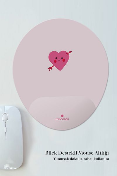 Mincanas Heart Colorful Patterned Oval Mouse Pad with Wrist Support Mouse Pad