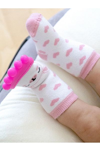 Babyjem Sosete cu accesoriu dentitie BabyJem Teether Socks, Roz