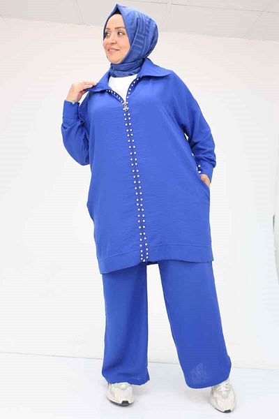 Eslina 57032 Costum pentru bărbați cu fermoar și pantaloni de mărime mare - Saks