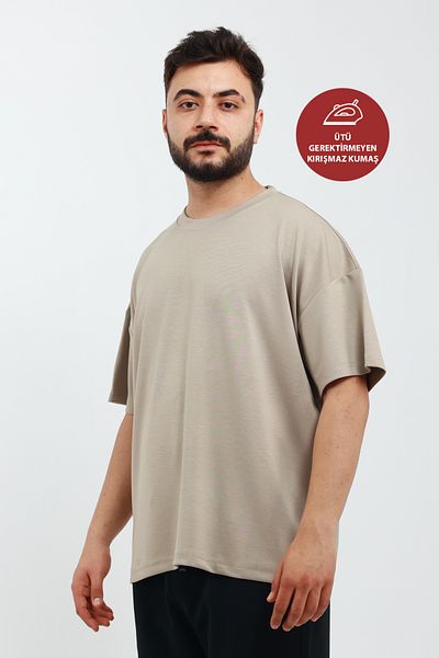 OXVİN Ανδρικό μπλουζάκι Basic Oversize Modal Fabric Μαλακό Loose Fit Cold Vibrant Χρώμα που δεν ξεθωριάζει