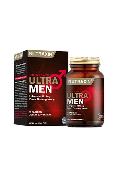 Nutraxin Ultra Men Green Power-Panex Ginsengi-L-Arginin 60 Tablets (3 Pcs) + 100 ml Face Cleaning Gel
