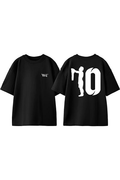 THEWERT Μπλουζάκι Lionel Messi 10 Σχέδιο Πίσω Βαμβακερό Μαύρο Oversize