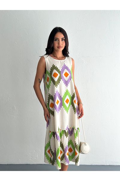 Fanori Woman Authentic Patterned Volume Woven Dress
